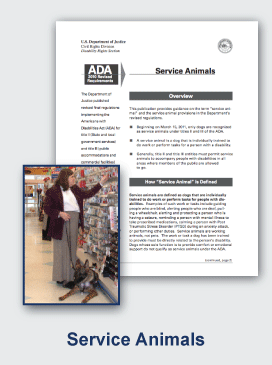 image of a document with an inset image of woman shopping with a service animal