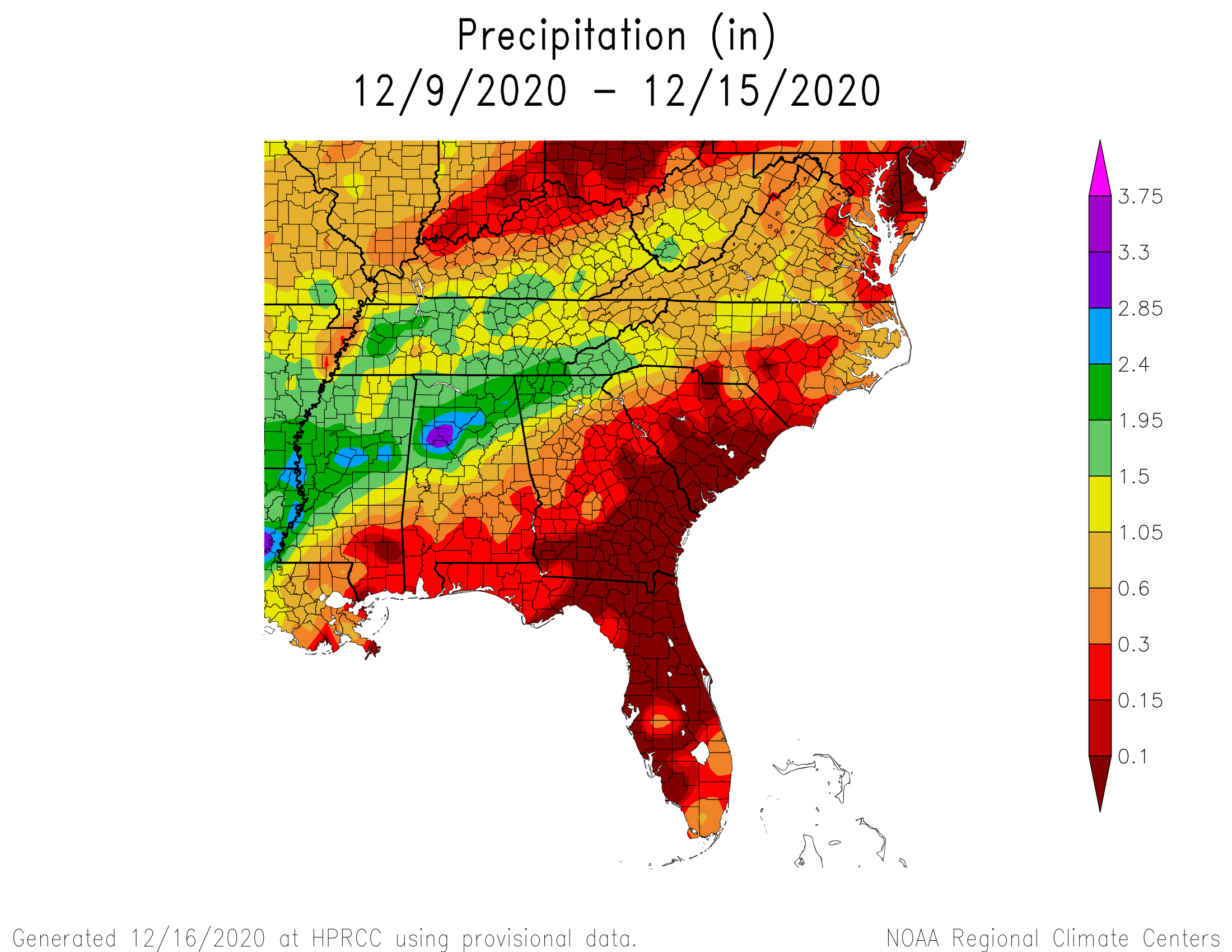 Recent 7 Day Precipitation Map