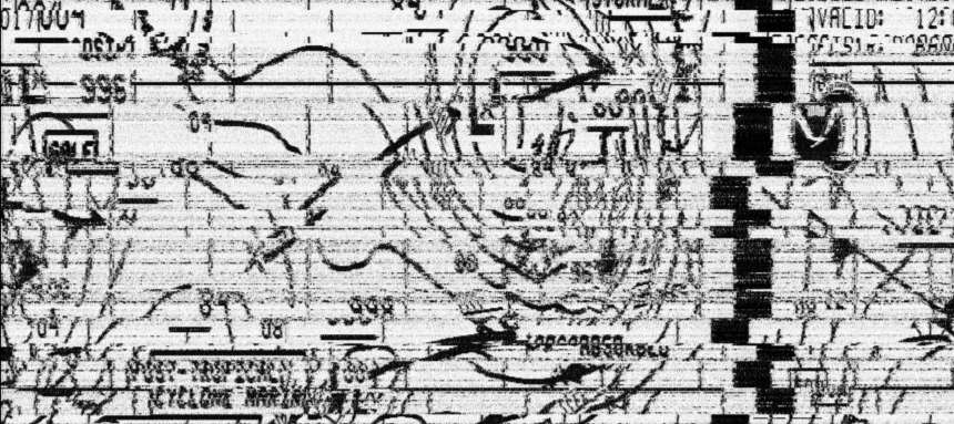 Badly garbled OPC radiofax chart as received in September 2017