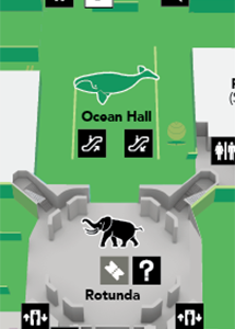 Detail of the museum map showing the Ocean Hall and Rotunda.