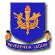gold logo on blue banner with "Reverentia Legum" below
