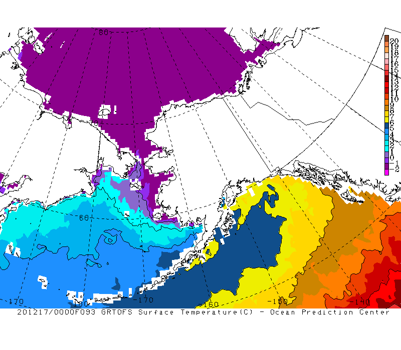 Latest 96 hour GRTOFS Arctic currents forecast