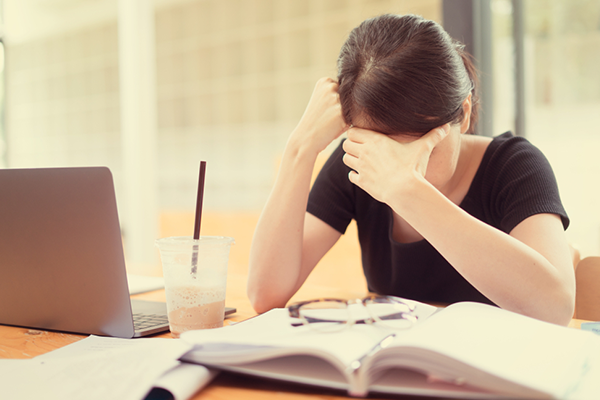 A college woman studying