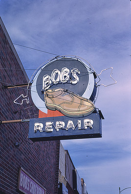 Bob's Shoe Repair sign, Rapid City, South Dakota. Photo by John Margolies, 1987. Prints & Photographs Division