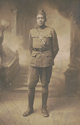 Lieutenant Wesley Herbert Jamison of 351st Machine Gun Battalion, World War I. Photo postcard, 1917 or 1918. Prints & Photographs Division