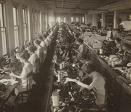 General view sewing room--large shoe factory, Syracuse, N.Y. Stereograph by Keystone View Co., 1916. Prints & Photographs Division