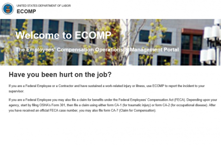 image of ecomp landing page