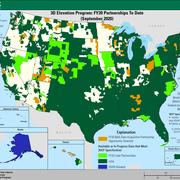 Map of Fiscal Year 2020 status of 3D Elevation Program (3DEP) quality data, as of September 2020. 