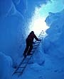 Inside an ice cave.