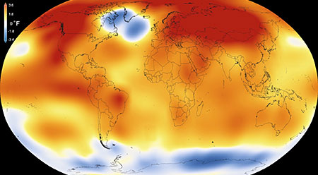 Global map of 2015 temperature
