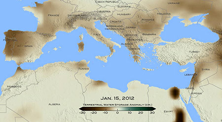 Map of Mediterranean region drought