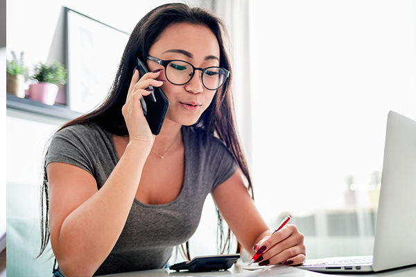 Woman speaking over the phone