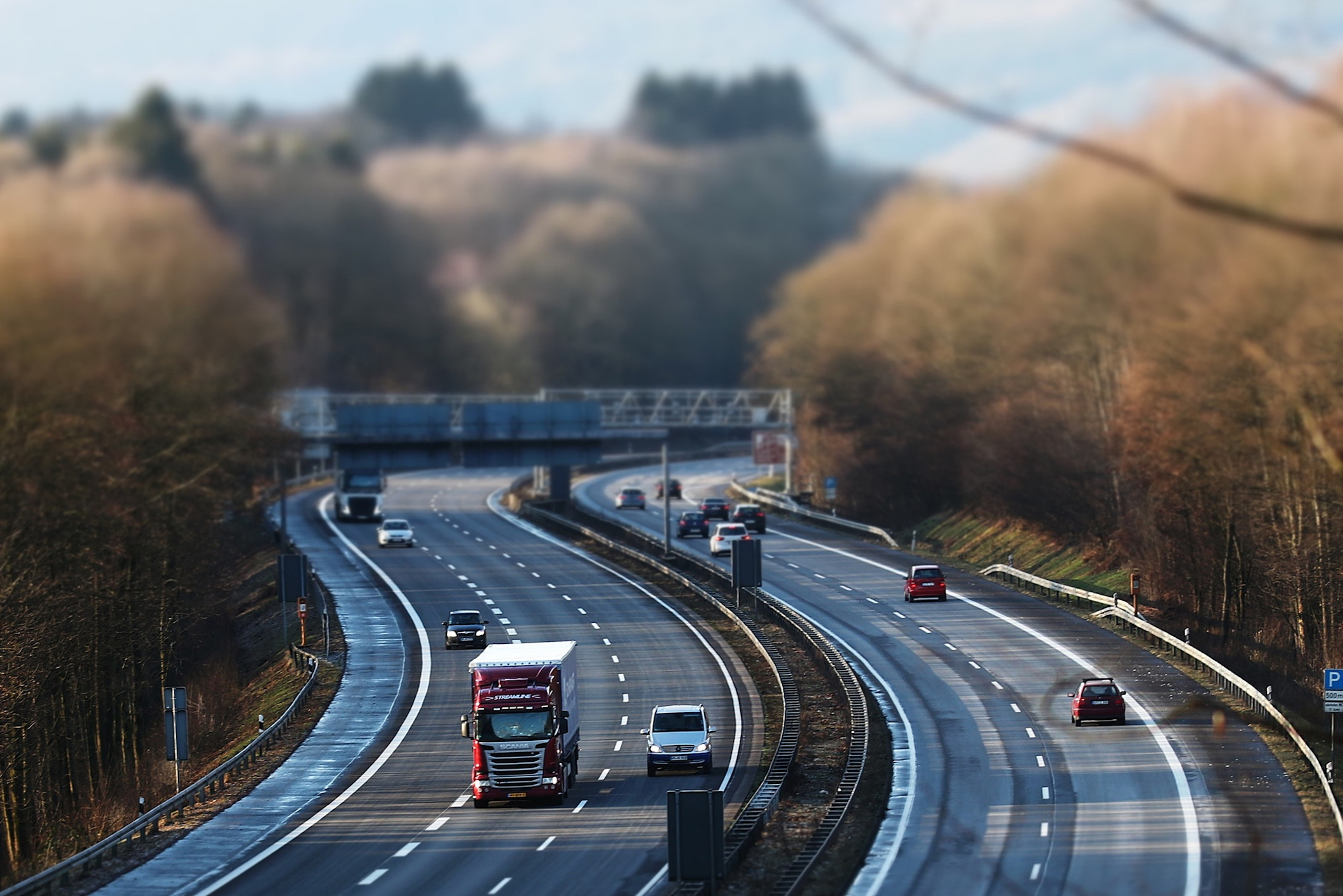 highway with cars and truck