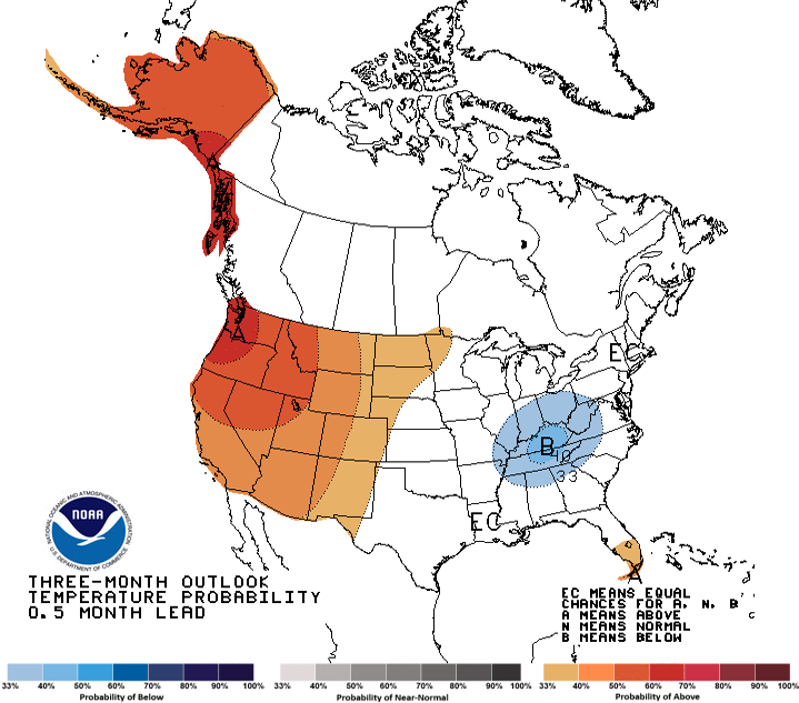 image of 3-month climate outlooks map