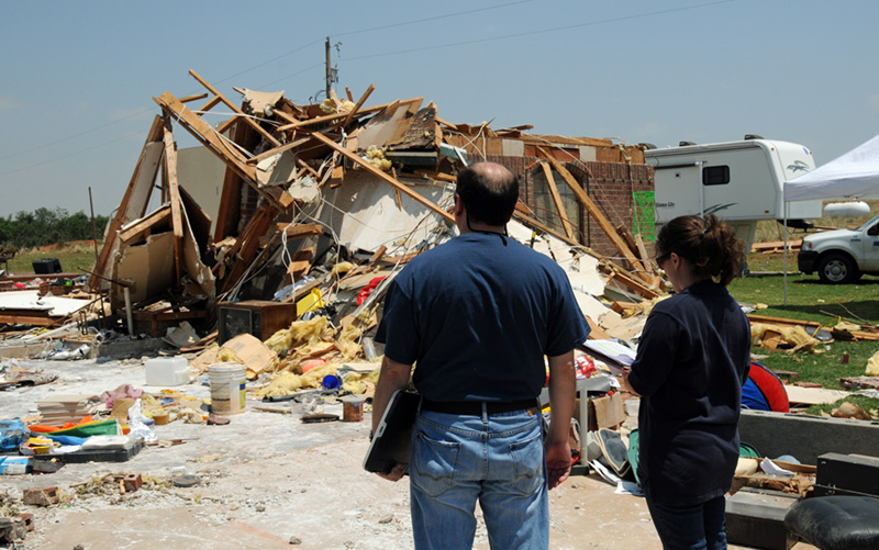 FEMA disaster workers survey tornado damage