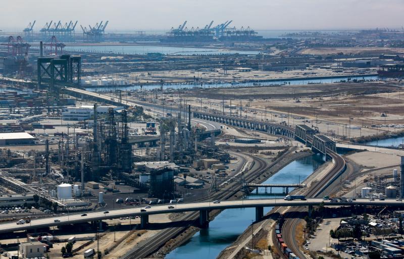 A large port in Long Beach, California.