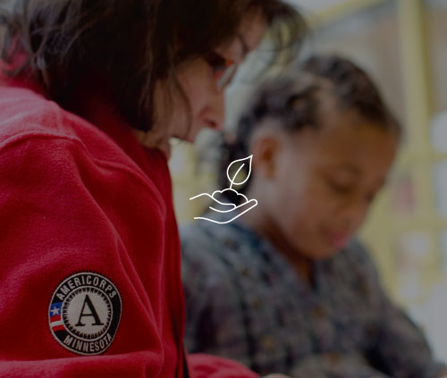 AmeriCorps State & National member in Minnesota working in school. 