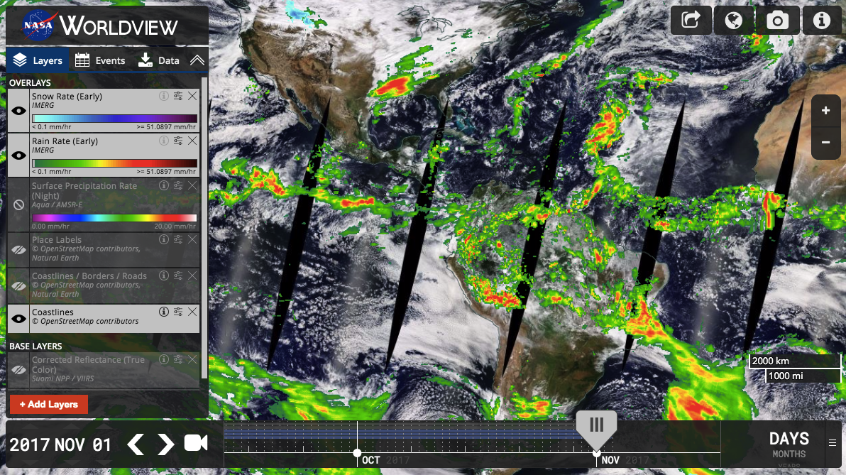 Screenshot of NASA Worldview