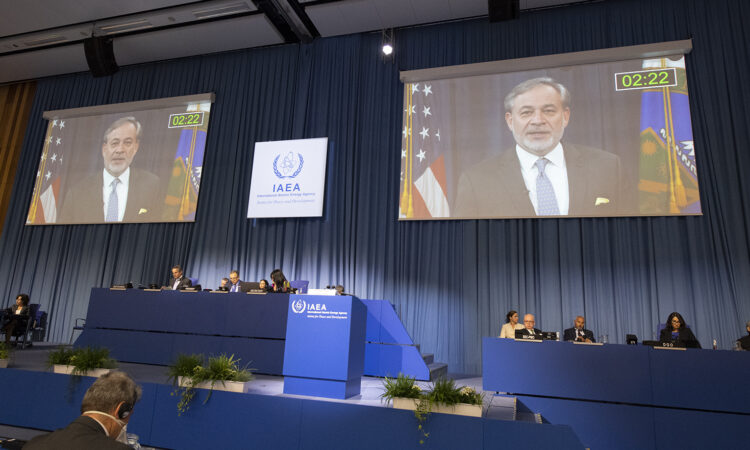 Energy Secretary Dan Brouillette delivering the U.S. National Statement at the IAEA General Conference, Sept. 21, 2020. (Colin Peters/USUNVIE)