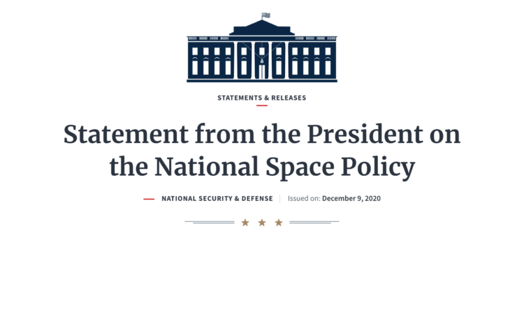 Statement from the President on the National Space Policy