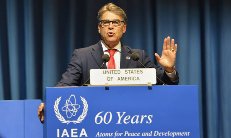 Secretary of Energy Rick Perry delivering remarks from a podium.