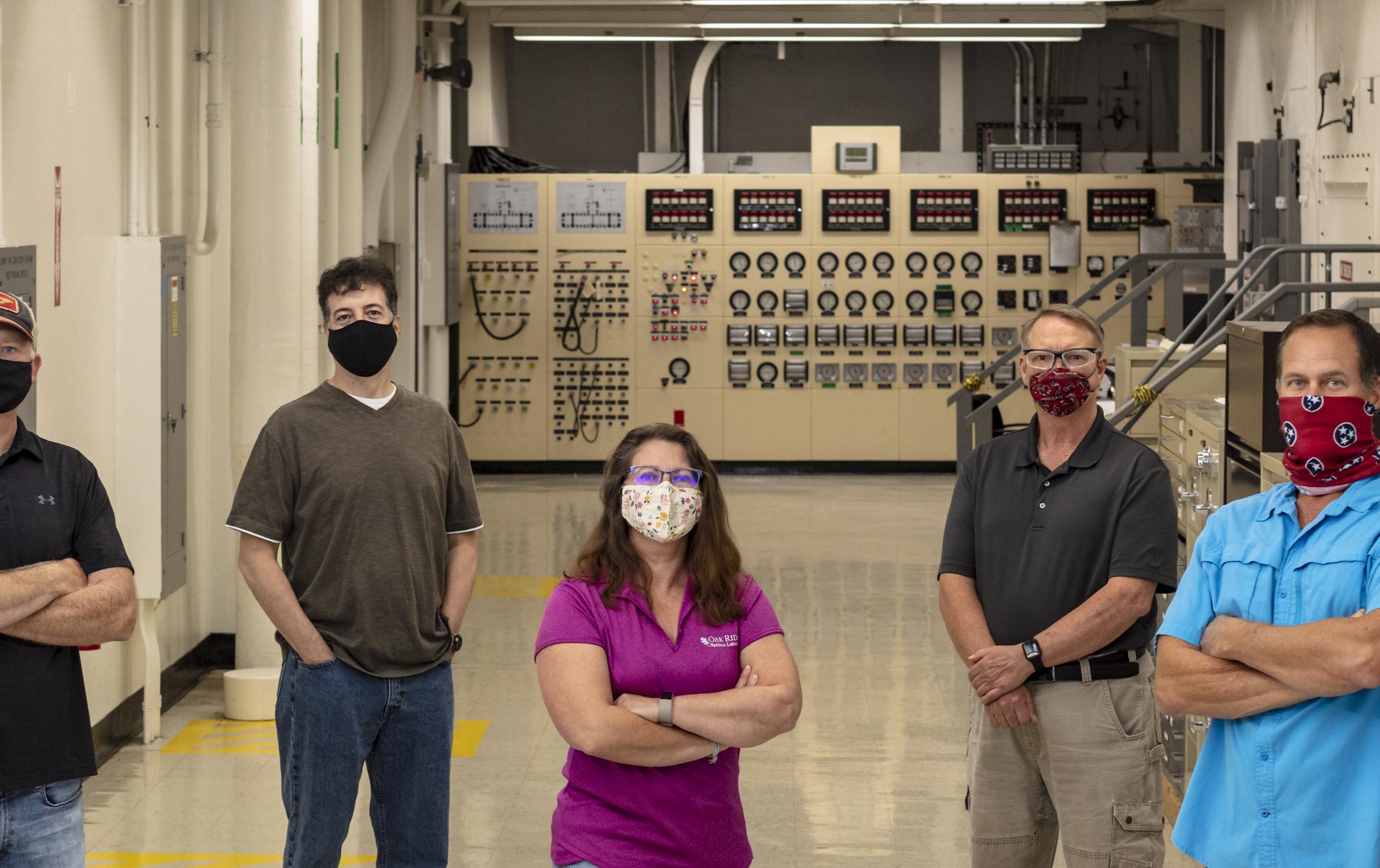 Californium-272 production team. Standing left to right - John Courtney, Dan Bettinger, Julie Ezold, Ed Smith, and Scott White.