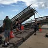 Volunteers help with clean-up and repairs on November 16, 2017, at Mission-Aransas National Estuarine Research Reserve in Texas in the aftermath of Hurricane Harvey.