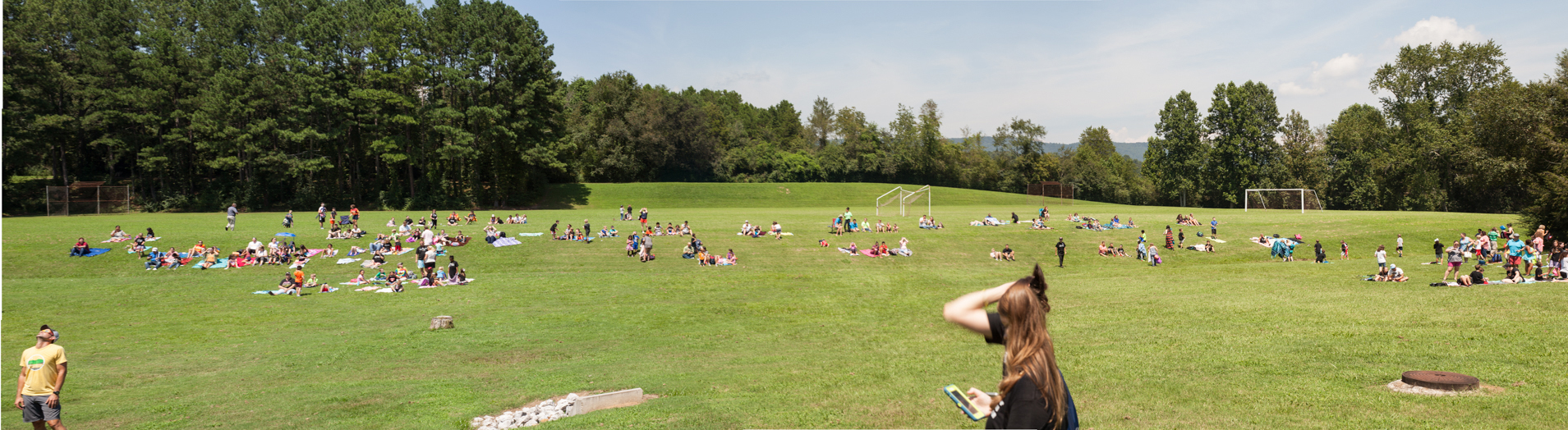 Photo of eclipse watchers at Roane State CC