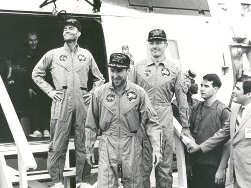 Apollo 13 Astronauts on the U.S.S. Iwo Jima