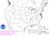 Day 1 probability of snowfall greater than or equal to 8 inches