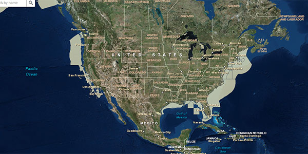 screenshot of a us map