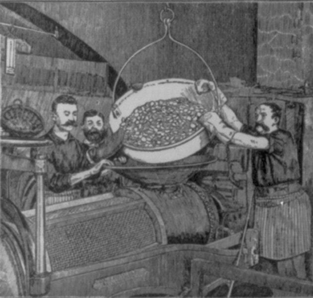 The blank coins were heated, washed in an acidic bath, and dried in a drum filled with sawdust. From Demorest's Family Magazine, 1889.