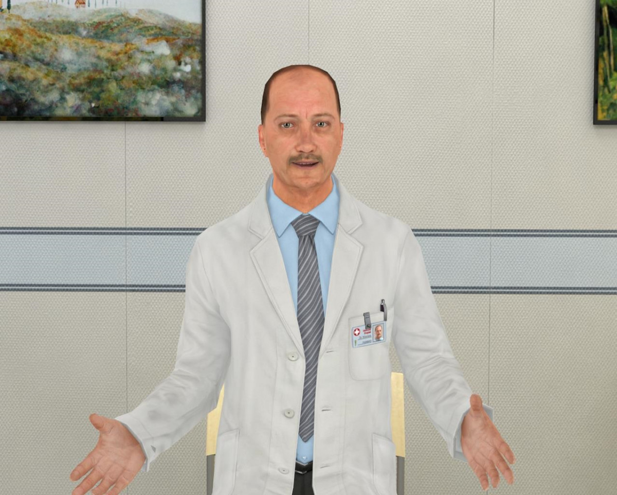 virtual doctor in a virtual reality simulation
