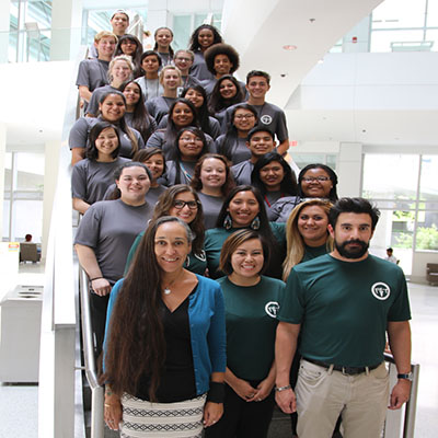 The 2016 National Native American Youth Initiative scholars pictured alongside group facilitators on their visit to NIH on July 7, 2016.