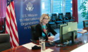 Ambassador Jackie Wolcott delivers virtually a U.S. statement at the IAEA Board of Governors Meeting, Vienna, Austria, November 18, 2020. (USUNVIE/Spencer Fields)