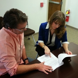 An AmeriCorps member with Equal Justice Works' Veterans Legal Corps helps a client.