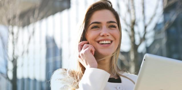 image of a women on the phone