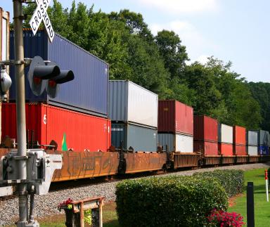 A loaded cargo train.