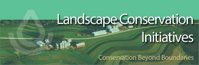 landscape initiatives banner split three ways: water quality, at  risk species, ecosystem initiative