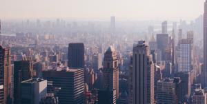 Photo of a smog covered city scape