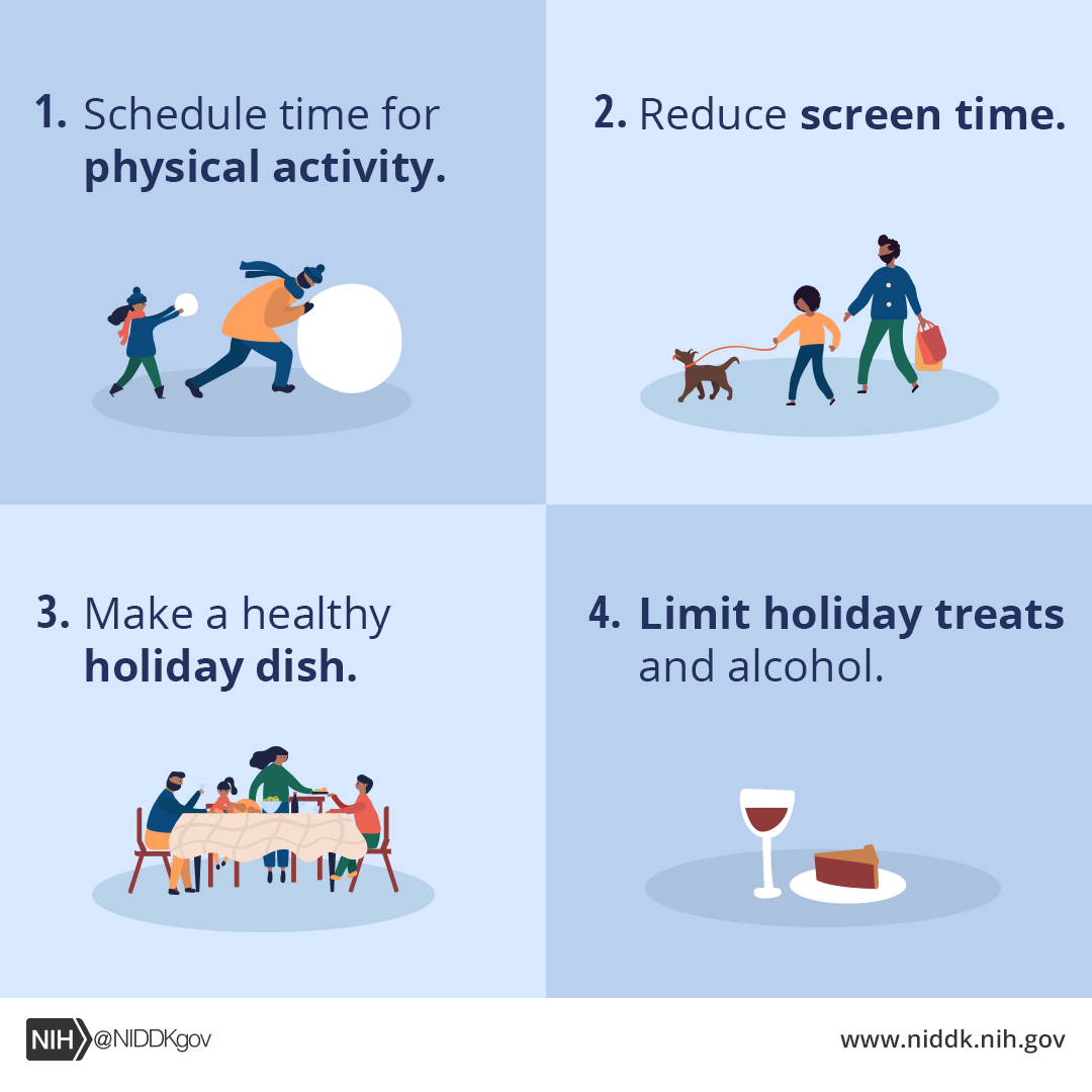 Grid of graphics with tips for healthy living