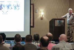 Jack Johnson of the Scripps Research Institute delivered the opening lecture at the fifth International Symposium on Diffraction Structural Biology, held August 7–10, 2016, in Knoxville, Tennessee. Image credit: Carlos Jones/ORNL 