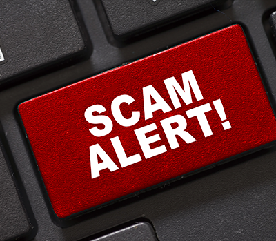  image of a button that says Scam Alert