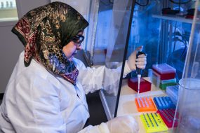 Lab technician working in lab