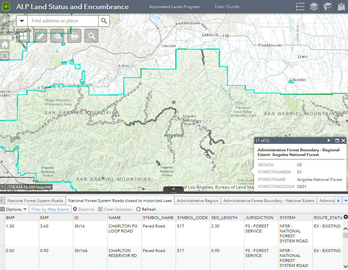 A screen capture showing the status viewer map webpage.