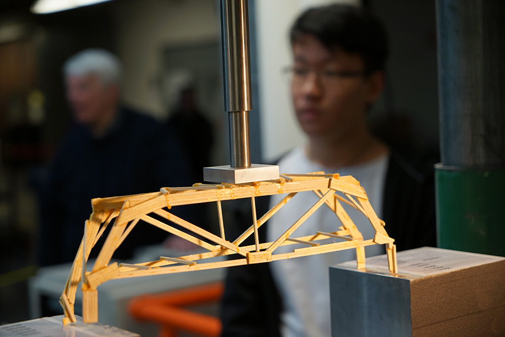 Photo of bridge building contest.