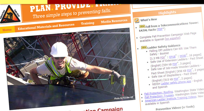 OSHA's Fall Prevention Webpage