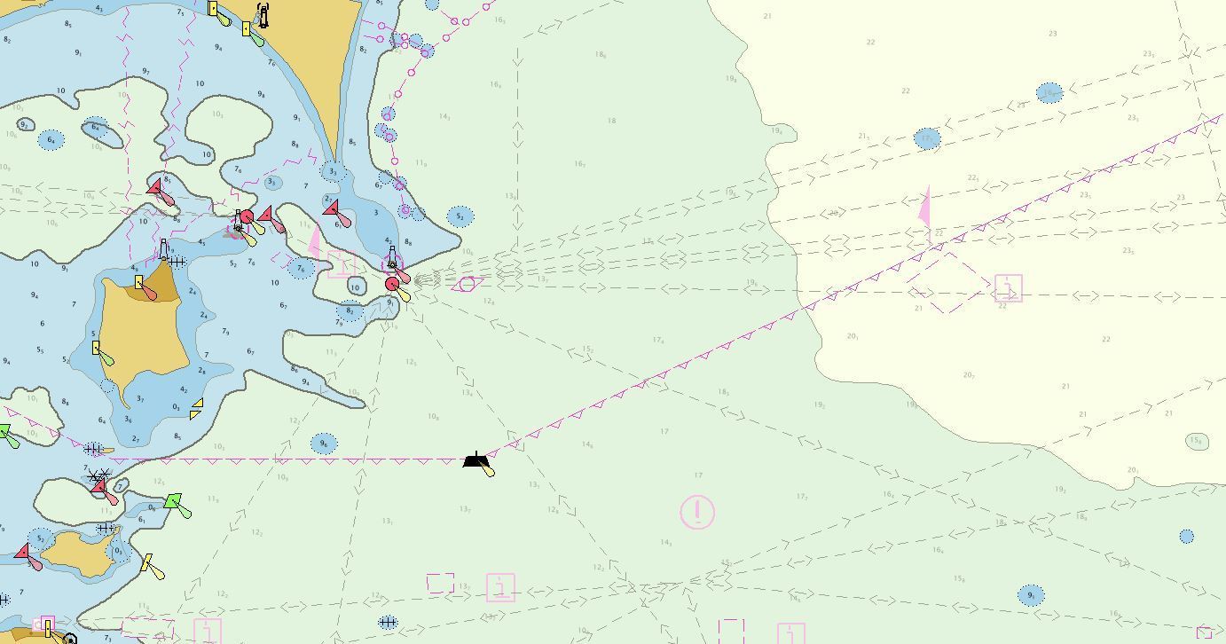 Screenshot of an ENC for the Pelee Passage Southeast Shoal.