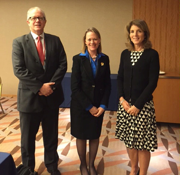 Ambassador Caroline Kennedy welcomes ENR Principal Deputy Assistant Secretary Mary Warlick and Department of Energy Assistant Secretary Jon Elkind to Tokyo.