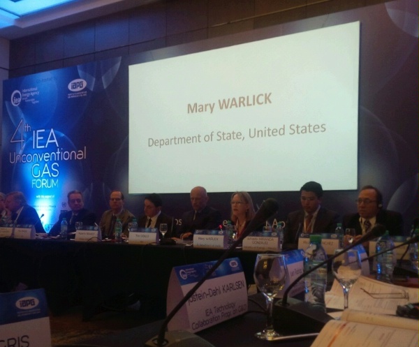 ENR PDAS Warlick gives remarks at the fourth annual IEA Unconventional Gas Forum in Buenos Aires, Argentina. She highlighted the resilience of unconventional resource development in the U.S. and underscored the importance of creating predictable regulatory regimes and addressing environmental and social  issues in global efforts to pursue sustainable unconventional hydrocarbon development.   